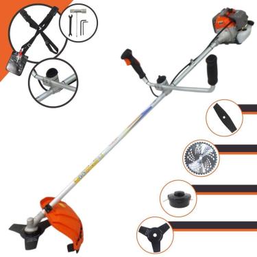 Imagem de Aparador de Grama Completo Vulcan VR330P À Gasolina 2 Tempos 33cc 10.000rpm 1,2HP de Potência Roçadeira Com Kit 3 Lâminas de Corte e Cabeçote de Nylon