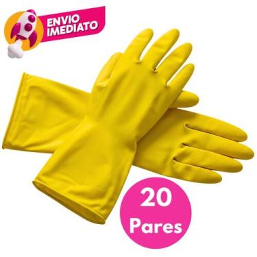 Imagem de Kit Luva Latex Natural Amarela Multiuso Limpeza Proteção Quimica Segur