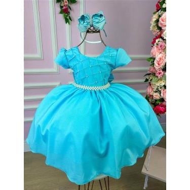 Imagem de Vestido Infantil Ysa Kids Azul Tiffany com Peito de Pérolas, Turquoise