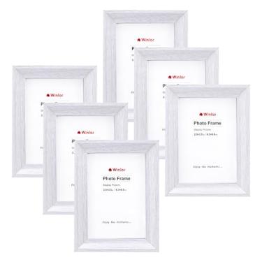 Imagem de Winlor Mini porta-retratos de 6 x 9 cm (pacote com 6) – Porta-retratos tamanho carteira pequena, para parede, mesa, decoração de casa e escritório, conjunto de molduras Polaroid duráveis e compactas
