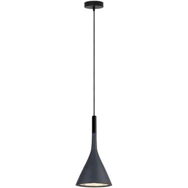 Imagem de Balcão De Bar Pendt Light, Lâmpada De Metal Cônica Com Sombra De Resina, Lâmpadas De Suspensão De Cabeceira Ajustáveis, Chdelier Minimalista Moderno Para Isld, Sala De Jantar, Grey