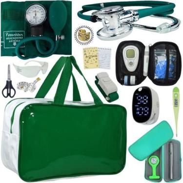 Imagem de Kit Bolsa Cores Aparelho de Pressao Esfigmomanometro Estetoscópio Medi