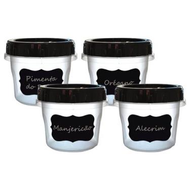 Imagem de Kit 4 Potes Porta Condimentos Tampa com Rosca 300 ml Conjunto Temperos