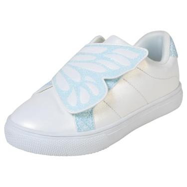 Imagem de Brash Tênis infantil infantil moderno para uso diário da Payless, Borboleta (branco/azul), 15