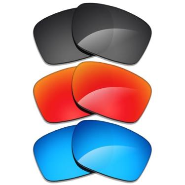 Imagem de Alphax 3 pares de lentes polarizadas de substituição para óculos de sol Oakley Mercenary OO9424 - preto + azul + vermelho