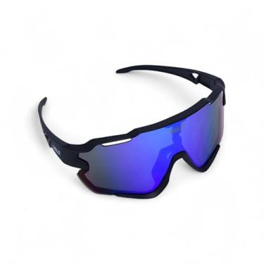 Imagem de Óculos de sol VELO Shades – Gamer – Basebol/Softball – por Jax at The Bullpen Training, Espelhado preto/preto/azul hiperativo, Adult