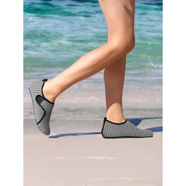 Imagem de Sapatos aquáticos para mulheres e homens descalços meias aquáticas de verão de secagem rápida chinelos, Listra cinza, 11.5-12.5 Women/10.5-11.5 Men