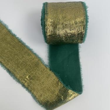 Imagem de Fita de cetim metálica luxuosa para artesanato, casamentos e decorações natalinas