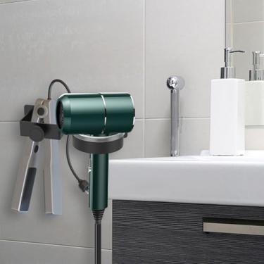 Imagem de Suporte para secador de cabelo, suporte de alisador de cabelo, à prova de ferrugem, organizador de ferramentas de cabelo, adesivo para secador de cabelo, suporte de modelador de cabelo, suporte para