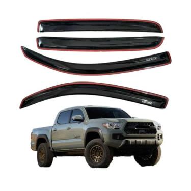 Imagem de AUXKO Protetores de chuva no canal para Toyota Tacoma cabine dupla estendida 2016-2023, acessórios de proteção de chuva de janela fáceis de instalar para caminhão, defletores de vento e viseiras de
