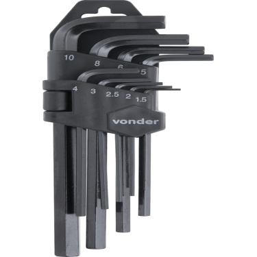 Imagem de Jogo Chave Alen 1,5-10,0mm Tipo L Curta c/ 9 peças Vonder