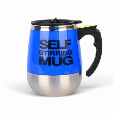Imagem de Copo Elétrico Stirring Mug 400ml Caneca Azul Escuro Com Mixer Magnético Recarregável De Aço Inox