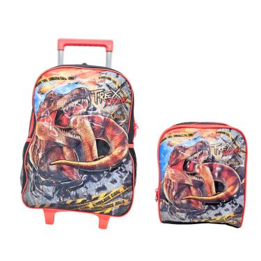 Imagem de Kit Mochila Térmica com Carrinho e Lancheira Infantil Dinossauro – Clio