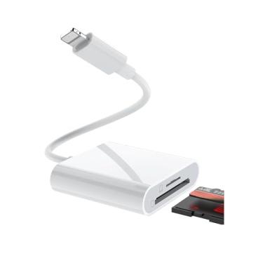 Imagem de Leitor de cartão SD de iluminação para câmera de celular, leitor de cartão de memória com compartimento duplo para cartão SD e TF, cartão SD Plug and Play compatível com telefone