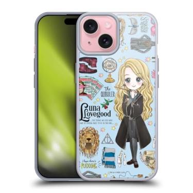 Imagem de Head Case Designs Capa de gel macio oficialmente licenciada Harry Potter Luna Pattern Deathly Hallows XXXVII compatível com Apple iPhone 15
