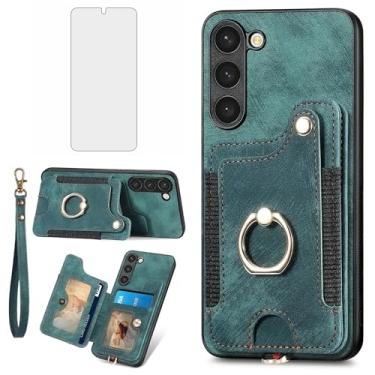 Imagem de Asuwish Capa de telefone para Samsung Galaxy S23 5G Capa carteira com protetor de tela de vidro temperado e alça de pulso com cordão RFID suporte para cartão S 23 23S GS23 G5 SM-S911U 6,1 polegadas