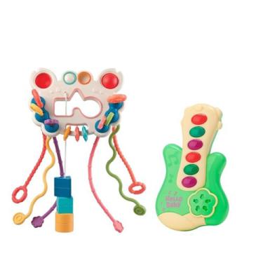 Imagem de Kit Chocalho Multissensorial 5 Em 1 Com Mordedor E Guitarra Musical Pa