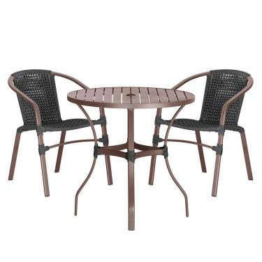 Imagem de 02 Cadeiras Floripa E Mesa Roma 100cm Marrom Trama Original Preto