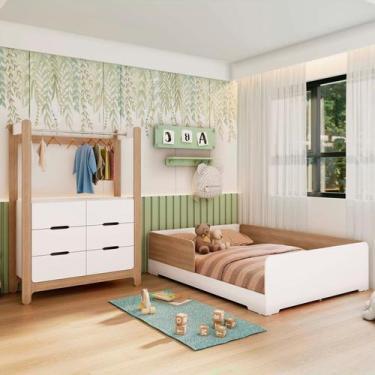 Imagem de Quarto Infantil Completo Guarda-roupa Closet e Cama Casal Montessorian