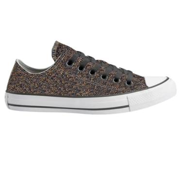 Imagem de CONVERSE ALL STAR Tênis Chuck Taylor Feminino, Grafite Escuro Metalizado, Cano Baixo, Lona, Palmilha Confortável, Casual, Star Chevron (GRAFITE, BR, Adulto, Numérico, 34)