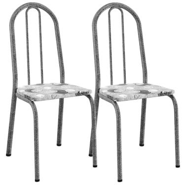 Imagem de Kit 02 Cadeiras Tubular America 050 Cromo Preto ARTEF Preto Flor