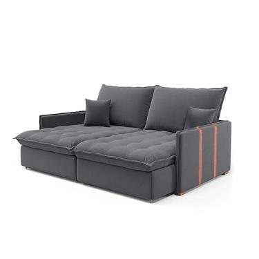 Imagem de Sofá Retrátil Sem Caixa 2 lugares Solomons Linho Grafite 160 cm