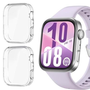 Imagem de HAOZHI 2Peças Película Protetora Compatível com Huawei Watch Fit 4,Capa Bumper Case de TPU para Huawei Watch Fit 4 Protetor de Tela (Transparente+Transparente)