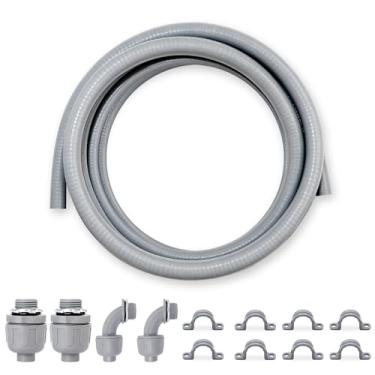 Imagem de Wocloer Kit de conduíte líquido de 3,5 cm, kit de conduíte elétrico flexível não metálico e conector, com 2 acessórios retos e 2 ângulos