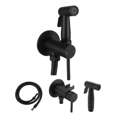 Imagem de Pulverizador de bidê de vaso sanitário de mistura quente e frio, cabeça de bidê portátil de dupla função com controle de temperatura e fluxo de água ajustável, spray de banheiro de aço inoxidável para