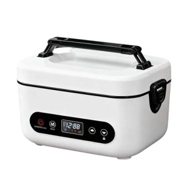 Imagem de YWJLQH Lancheira elétrica sem fio, aquecedor de alimentos, recarregável, em aço inoxidável, ideal para trabalho, escritório e, Branco