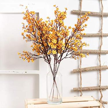 Imagem de 1 peça flor artificial de ramo único, planta falsa, colorida, faça você mesmo, outono, casa, casamento, decoração, artesanato, acessórios, 45 cm (laranja)