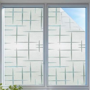 Imagem de Película de janela de privacidade fosca, adesivo de vidro com padrão 3D, película decorativa não adesiva para janela de escritório em casa, banheiro, 30 x 199 cm