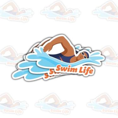 Imagem de 3 peças de adesivos de vida de natação, adesivos de vinil de desenho animado para laptop, caderno, diário, garrafa de água, carro, presente para estudantes, adolescentes, membros da equipe de natação