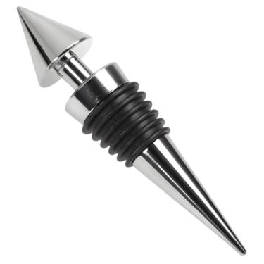 Imagem de Tampa Rolha Vedante Vedação Silicone Para Garrafa De Vinho Cromado Prateado Aço Inoxidável Inox