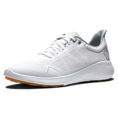 Imagem de FootJoy Tênis de golfe masculino Fj Flex estilo temporada anterior, Branco/Branco/Castanho, 40