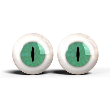 Imagem de Olhos realistas de artesanato de vidro de 2,5 cm, design de íris vertical de gato animal, conjunto de 2 peças, globos oculares de cabochão abobadados, arte, taxidermia e suprimentos para fabricação de