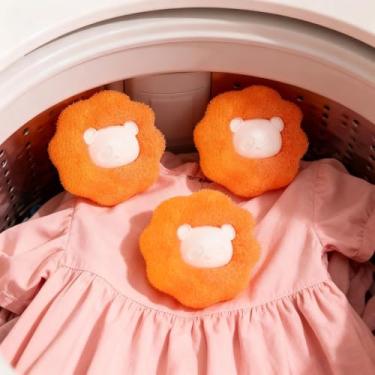 Imagem de Bola de limpeza antienrolamento para remoção de pelos com 3 peças, removedor de pelos reutilizável, apanhador de máquina de lavar, bola de lavanderia, secadora para roupas, cães, gatos, animais de