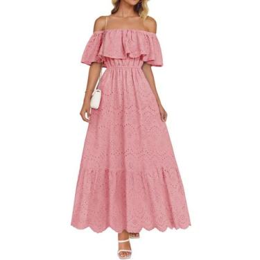 Imagem de Vestido feminino ZESICA 2025, verão, sem ombros, babado, midi