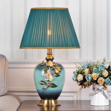 Imagem de Luminária de mesa contemporânea de luxo em cerâmica com LED, estilo retrô americano, perfeita para sala de estar, quarto, escritório, casa de campo ou hotel (Estilo 5)
