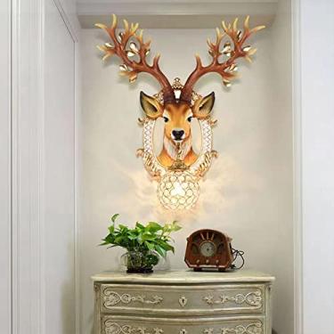 Imagem de Luminária de parede LED estilo veado, contemporânea, para sala de estar, quarto, escritório, casa de campo, hotel, quarto infantil, corredor, decoração artística (Estilo 16 D61CM)