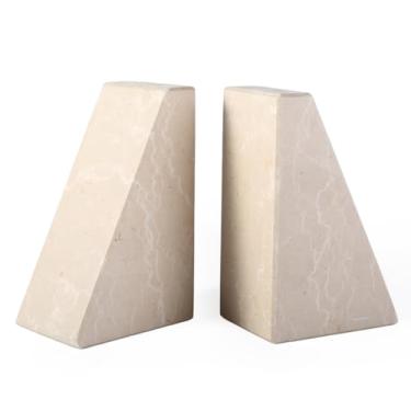 Imagem de Suportes de livros de mármore para livros pesados, extremidades decorativas para prateleiras, suportes de livros de pedra duráveis e resistentes para livros de capa dura e CDS, tampa e suporte