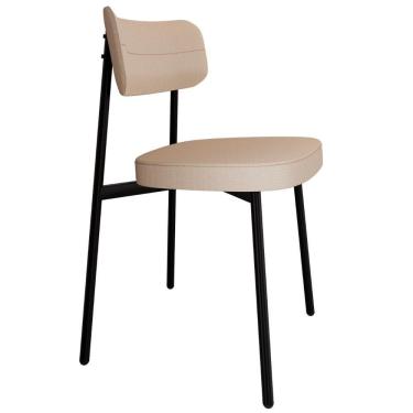 Imagem de Cadeira De Jantar Estofada Fixa Ella M25 Linho Areia - Mpozenato