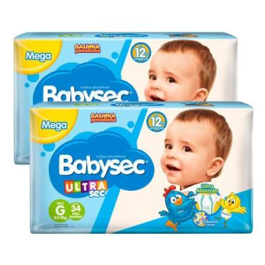 Imagem de Kit 2 Fralda Babysec Ultrasec Tamanho G Pacote Mega 32 Unidades