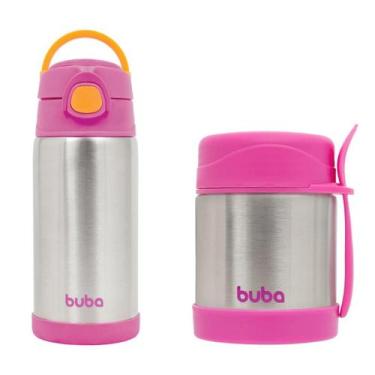 Imagem de Kit Infantil Buba Garrafa Térmica e Pote térmico, rosa