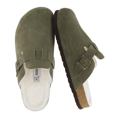 Imagem de CUSHIONAIRE Tamancos masculinos Haze Cozy – Sapatos masculinos casuais sem cadarço com palmilha macia para uso interno e externo confortável, Oliva, 42