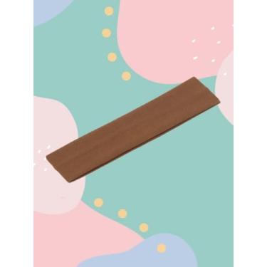 Imagem de Bandanas elásticas antiderrapantes para mulheres, faixas de cabelo esportivas sólidas de tecido macio para exercício, marrom