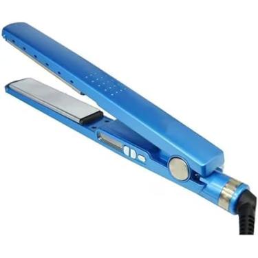 Imagem de Chapinha de Cabelo Profissional Digital, Azul, Bivolt 110V-220V, Temperatura Ajustável até 450°F, com Placas Cerâmicas Integradas