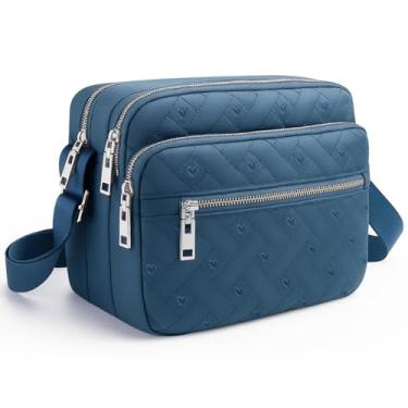 Imagem de Bolsas transversais de nylon médias para mulheres bolsas transversais modernas bolsa transversal grande bolsa acolchoada, Azul marinho