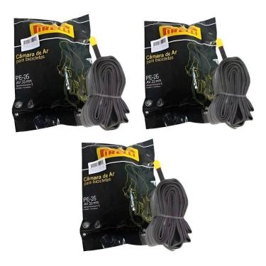 Imagem de Kit 3 Camara De Ar Bicicleta Pirelli Aro 26 Bico Grosso 33Mm