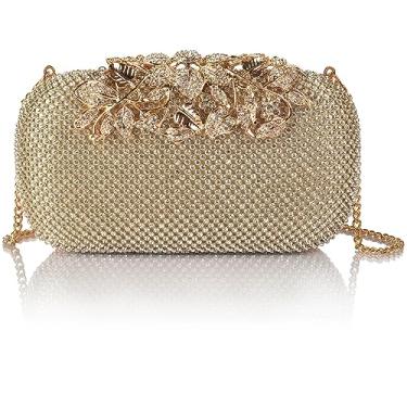 Imagem de ILILAC Bolsa de Noite de Cristal Strass Noiva e Dama de Honra Casamento Baile Formal Clutch Bolsas para Mulheres Noite, Ouro/G, 7.5 x 2.3 x 4 inches